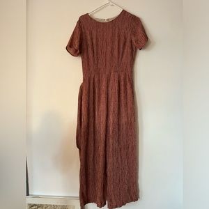 Roolee - Red and Cream Striped Jumpsuit/Romper with Pockets and Belt